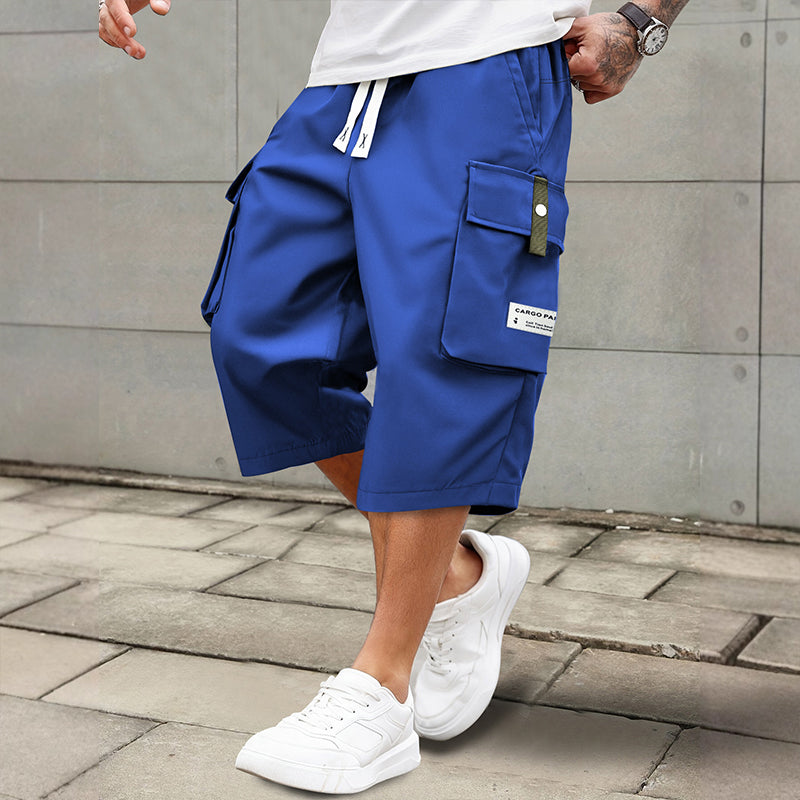 Lässige Herren-Capri-Cargohose mit Kordelzug