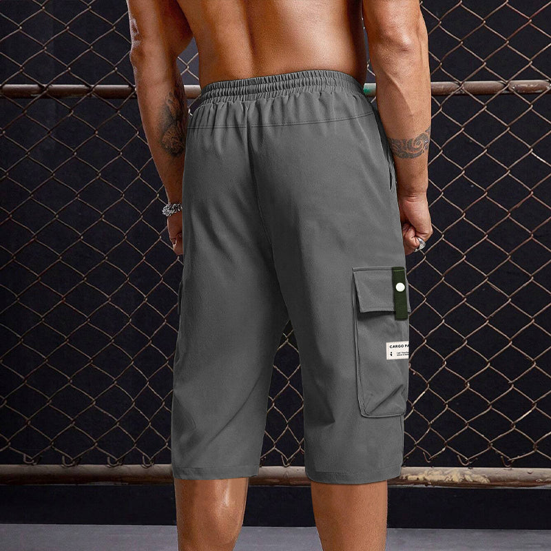 Lässige Herren-Capri-Cargohose mit Kordelzug