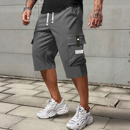 Lässige Herren-Capri-Cargohose mit Kordelzug