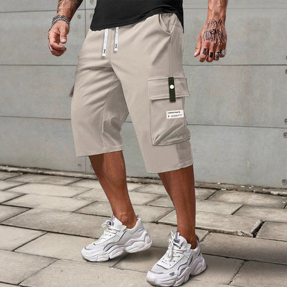 Lässige Herren-Capri-Cargohose mit Kordelzug