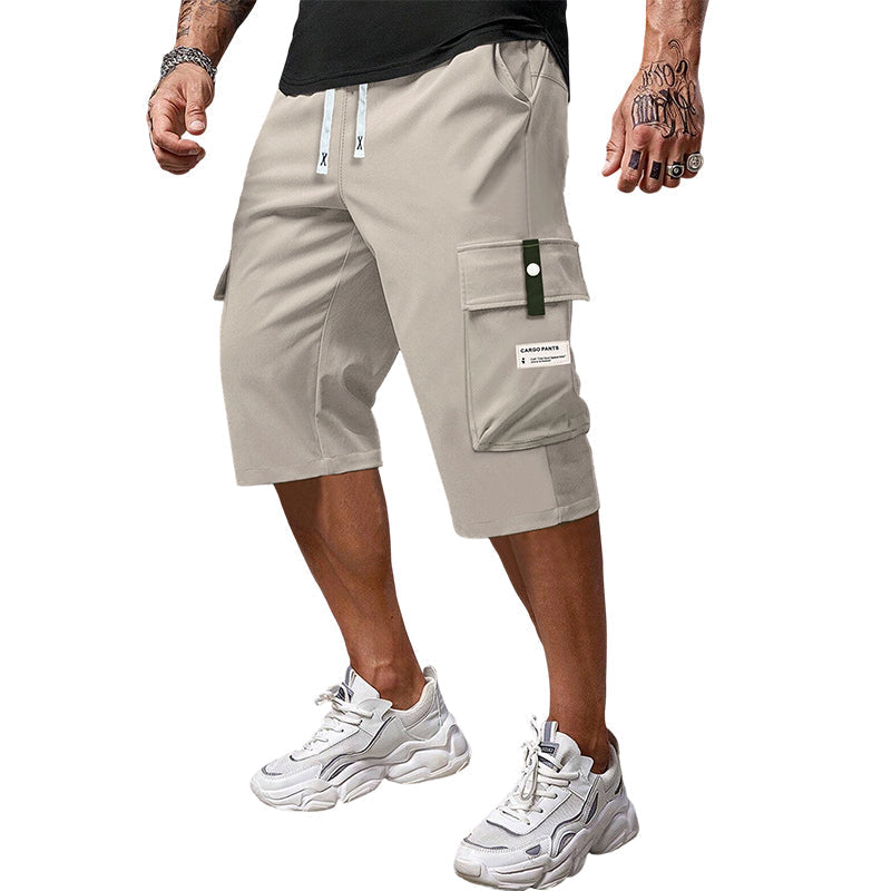 Lässige Herren-Capri-Cargohose mit Kordelzug