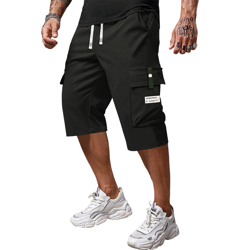 Lässige Herren-Capri-Cargohose mit Kordelzug