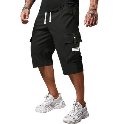 Lässige Herren-Capri-Cargohose mit Kordelzug