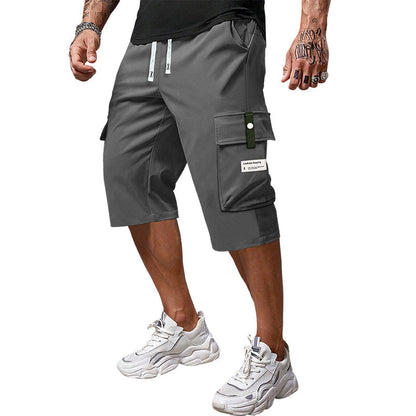 Lässige Herren-Capri-Cargohose mit Kordelzug