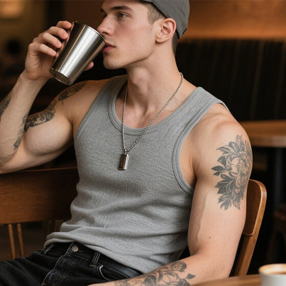 Ärmelloses Herren Shirt aus schwerer Baumwolle – Rippstrick-Tanktop für Sport, Freizeit & als Unterwäsche 🏃🏋️