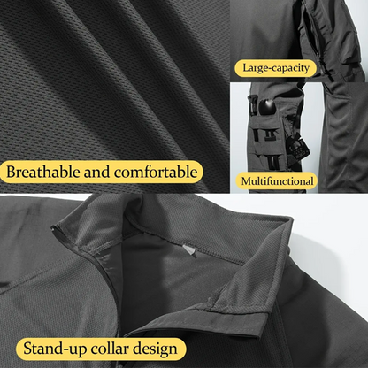 💎 50% RABATT! 💎 Langlebiges Multi-Pocket Outdoor- & Trainingsshirt – Atmungsaktiv, Robust & Taktisch Bereit 🌲💪