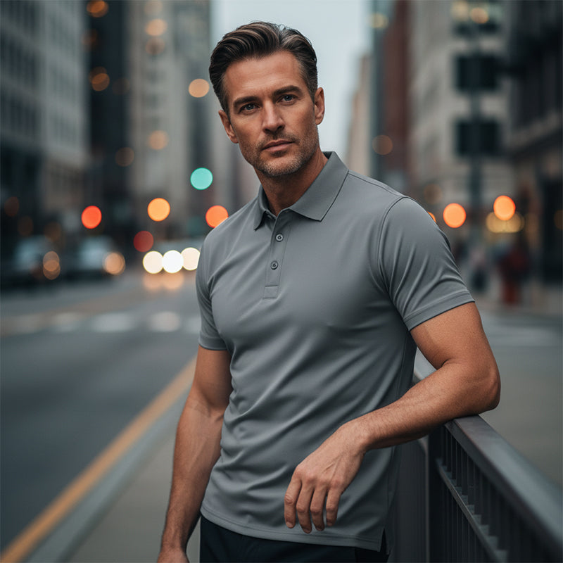 Herren schnell trocknendes Kurzarm-Hemdchen-Shirt mit Reverskragen