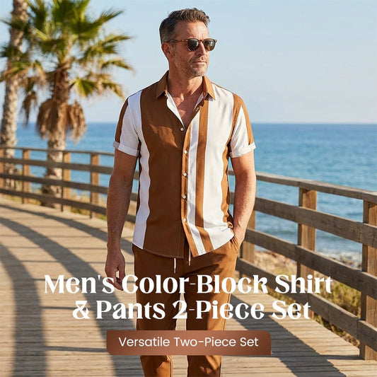 2-teiliges Set aus Hemd und Hose für Herren in Colour-Blocking-Optik