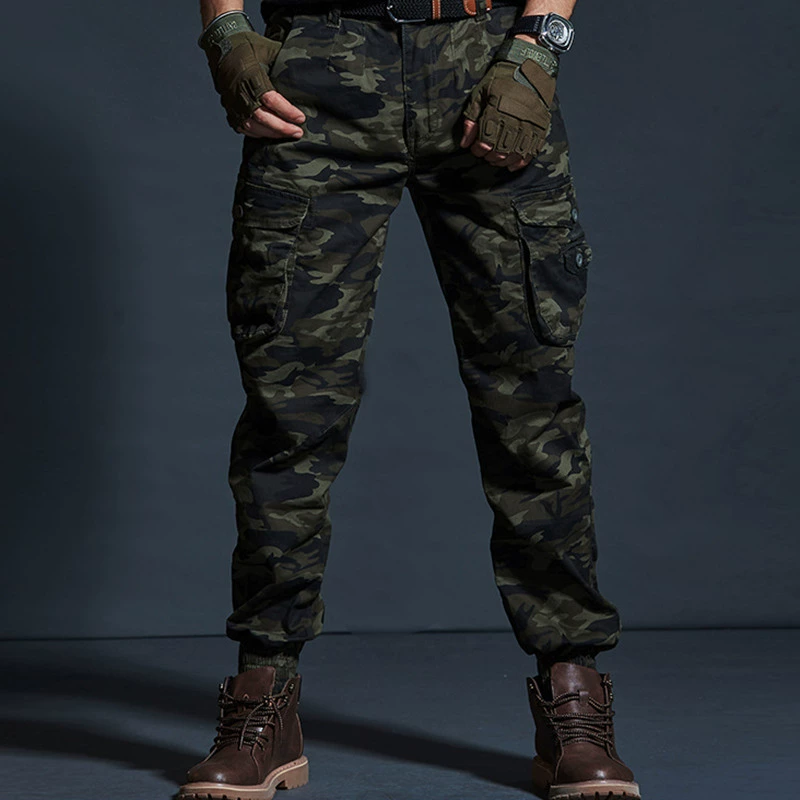 👖🔥 Herren Cargohose im Camouflage-Design – Slim Fit Jogger mit Bündchen, Mehrere Taschen