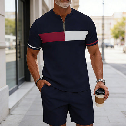 👕🩳 Herren 2-teiliges Set – Hemd & Shorts mit Viertelreißverschluss, Locker & Bequem📦Kostenloser Versand🔥