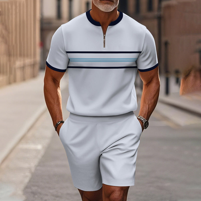 👕🩳 Herren 2-teiliges Set – Hemd & Shorts mit Viertelreißverschluss, Locker & Bequem📦Kostenloser Versand🔥