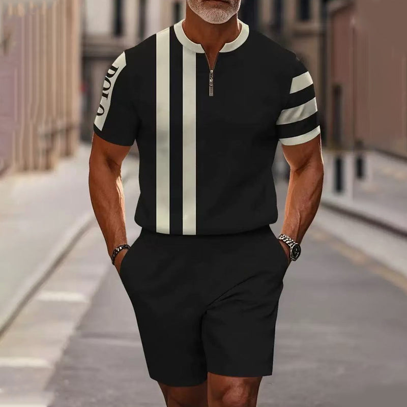 👕🩳 Herren 2-teiliges Set – Hemd & Shorts mit Viertelreißverschluss, Locker & Bequem📦Kostenloser Versand🔥