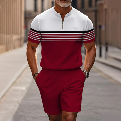 👕🩳 Herren 2-teiliges Set – Hemd & Shorts mit Viertelreißverschluss, Locker & Bequem📦Kostenloser Versand🔥