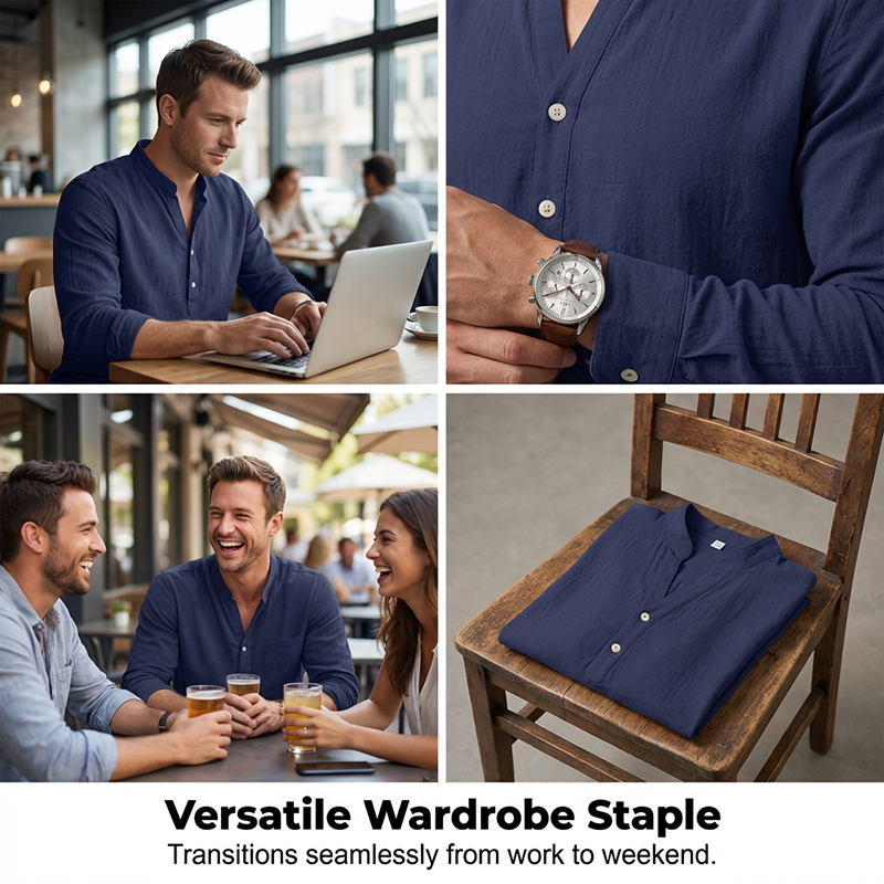 Lässiges Henley-T-Shirt für Herren📦Kostenloser Versand🔥