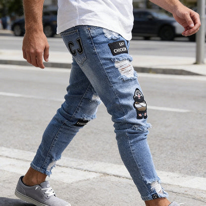 👖🔥 Herren Jeans in Schwarz – Slim Fit mit Destroyed-Effekt, Moderner Streetstyle