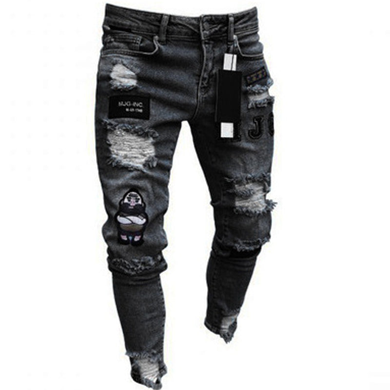 👖🔥 Herren Jeans in Schwarz – Slim Fit mit Destroyed-Effekt, Moderner Streetstyle