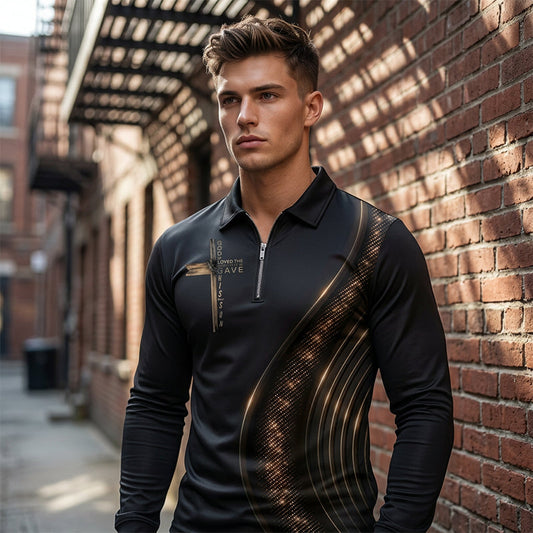 Herren-Casual-Retro-Langarm-Zip-Poloshirt📦Kostenloser Versand🔥