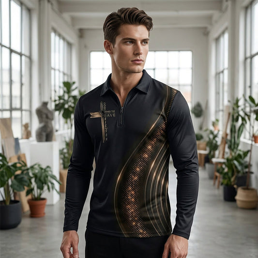 Herren-Casual-Retro-Langarm-Zip-Poloshirt📦Kostenloser Versand🔥