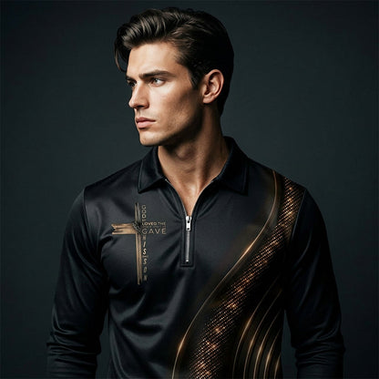 Herren-Casual-Retro-Langarm-Zip-Poloshirt📦Kostenloser Versand🔥