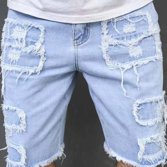 Herren-Ripped-Denim-Shorts mit Fransen-Details📦Kostenloser Versand🔥