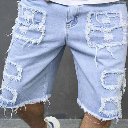 Herren-Ripped-Denim-Shorts mit Fransen-Details📦Kostenloser Versand🔥