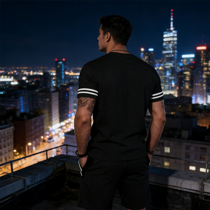 2-teiliges Set aus gestreiftem T-Shirt und Shorts für Herren📦Kostenloser Versand🔥