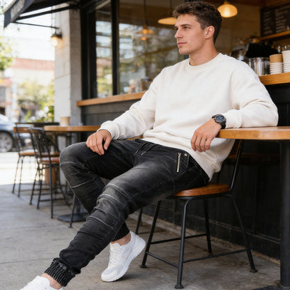 Herren-Slim-Fit-Denim-Jogger mit Reißverschlusstaschen📦Kostenloser Versand🔥