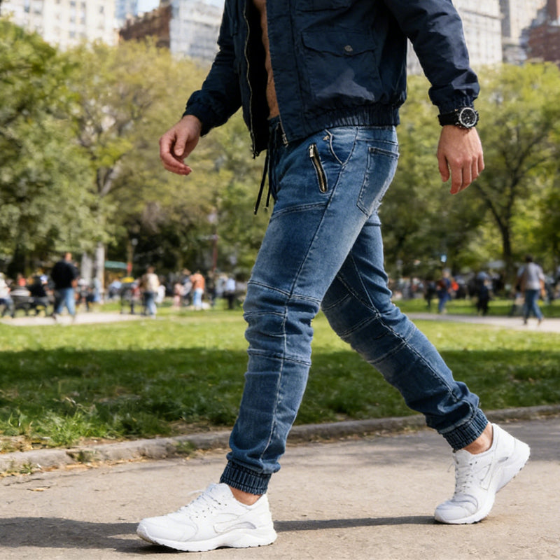 Herren-Slim-Fit-Denim-Jogger mit Reißverschlusstaschen📦Kostenloser Versand🔥