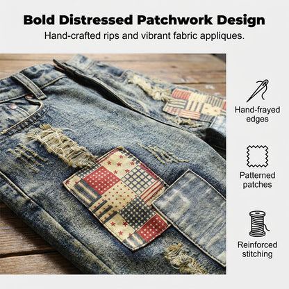 Destroyed-Jeansshorts für Herren mit Patches – lässig, auffällig & bequem