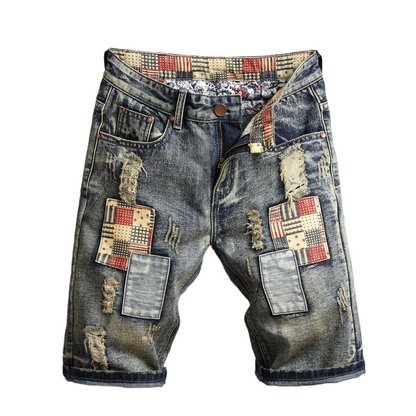 Destroyed-Jeansshorts für Herren mit Patches – lässig, auffällig & bequem