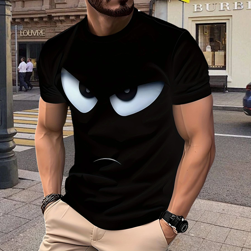 Herren Streetwear Graphic T-Shirt mit Augen-Print