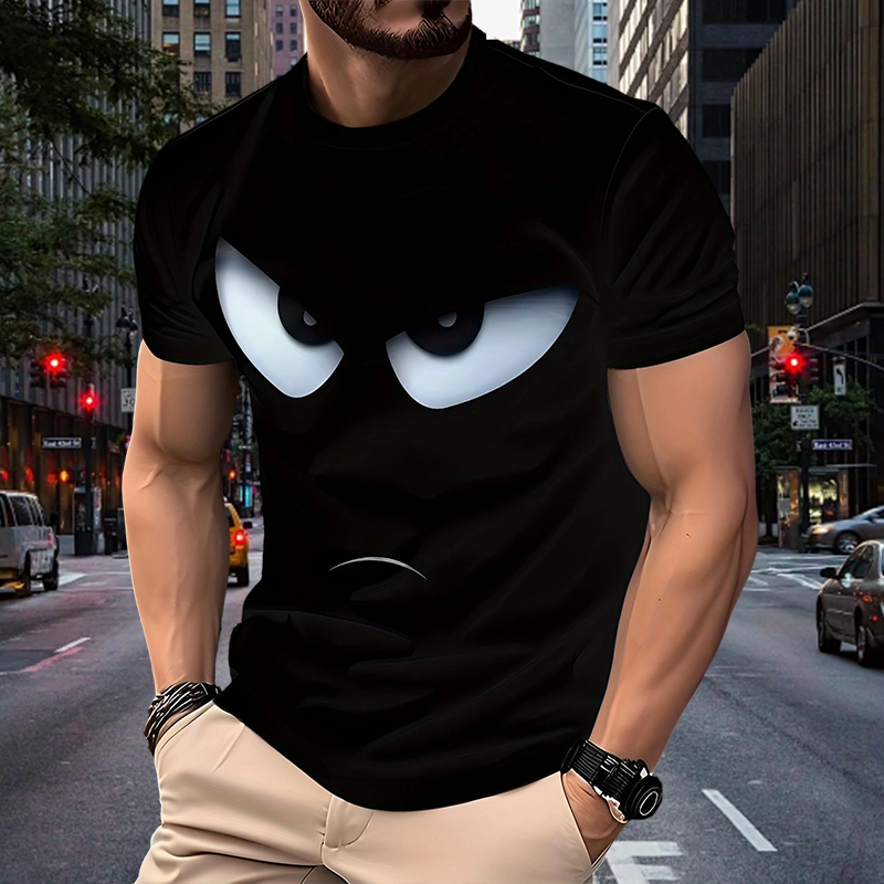 Herren Streetwear Graphic T-Shirt mit Augen-Print