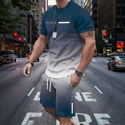 Herren Freizeit-Set – T-Shirt & Shorts mit Farbverlauf – bequem, atmungsaktiv & modern