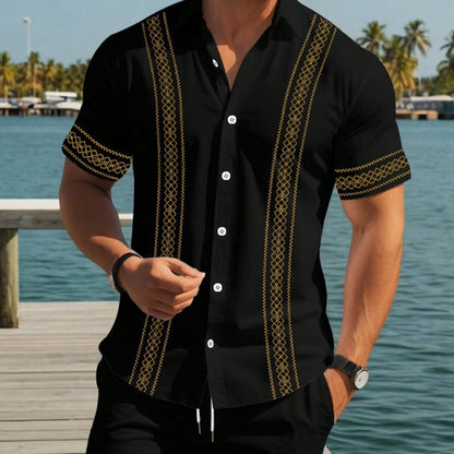 Herren-Set aus Kurzarmhemd und Shorts mit Blumenmuster