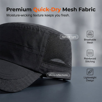 Outdoor-Flachmütze mit Mesh-Einsätzen – atmungsaktiv, leicht & bequem – ideal für Wandern, Golf & Alltag🧢⛳