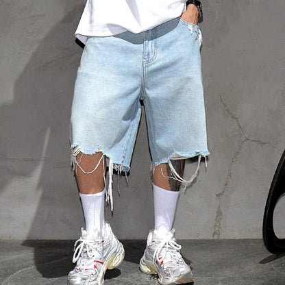 Lockere Herren-Jeansshorts mit Fransensaum – lässig, bequem & sommerlich