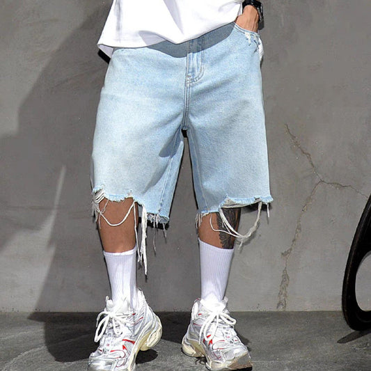 Lockere Herren-Jeansshorts mit Fransensaum – lässig, bequem & sommerlich