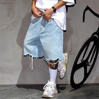 Lockere Herren-Jeansshorts mit Fransensaum – lässig, bequem & sommerlich