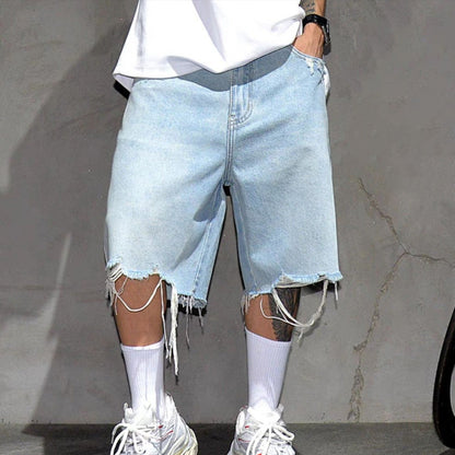 Lockere Herren-Jeansshorts mit Fransensaum – lässig, bequem & sommerlich
