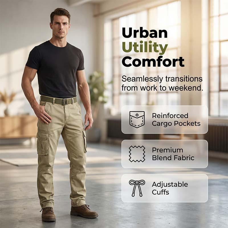 Klassische taktische Cargo-Hose für Herren – strapazierfähig, vielseitig & funktional – ideal für Outdoor, Arbeit & Freizeit👖⛰️