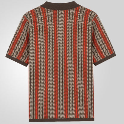 Herren Kurzarm-Shirt mit Fischgrätmuster – aus feinem Strick, bequem & atmungsaktiv – ideal für Freizeit & leichte Sommerkleidung