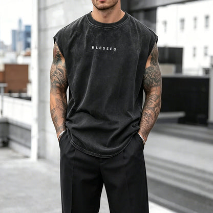 Herren Vintage-Tanktop im Acid-Wash-Look – leicht, locker geschnitten & maskulin – ideal für Sport, Freizeit & heiße Tage