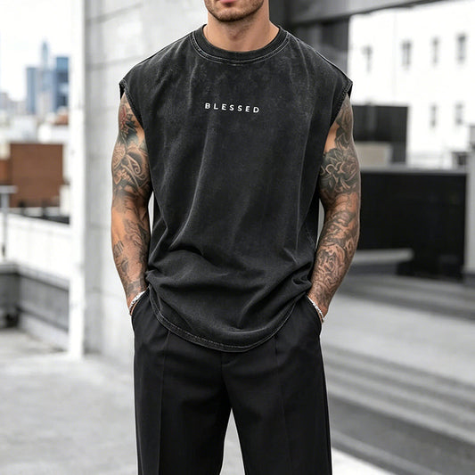Herren Vintage-Tanktop im Acid-Wash-Look – leicht, locker geschnitten & maskulin – ideal für Sport, Freizeit & heiße Tage