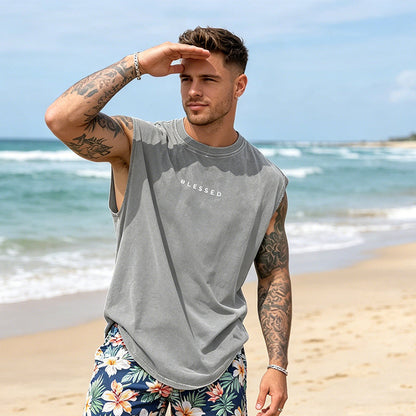 Herren Vintage-Tanktop im Acid-Wash-Look – leicht, locker geschnitten & maskulin – ideal für Sport, Freizeit & heiße Tage