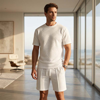 Strukturiertes 2-teiliges Herren-Set – Shirt & Shorts – lässig & sommerlich