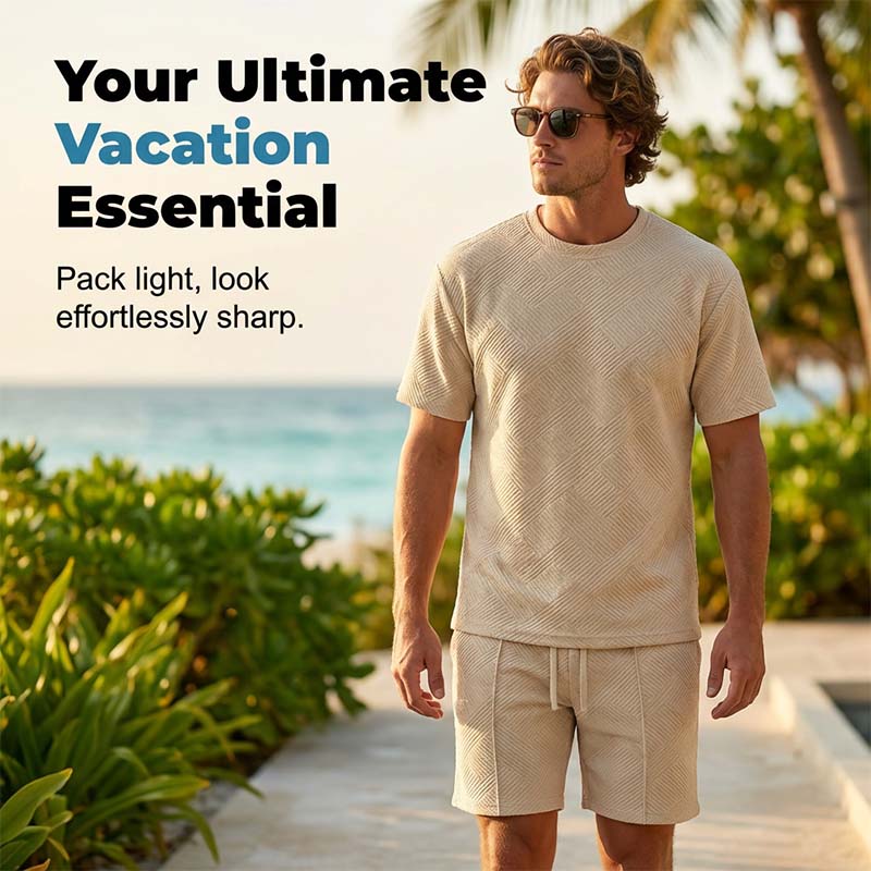 Strukturiertes 2-teiliges Herren-Set – Shirt & Shorts – lässig & sommerlich