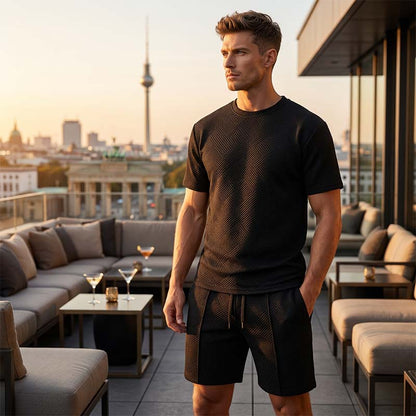 Strukturiertes 2-teiliges Herren-Set – Shirt & Shorts – lässig & sommerlich