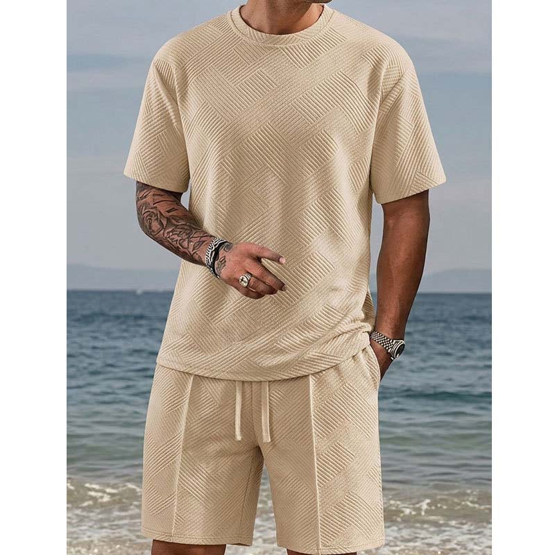 Strukturiertes 2-teiliges Herren-Set – Shirt & Shorts – lässig & sommerlich