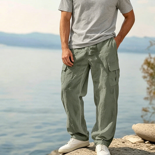 📢📢Letzter Tag – 50 % Rabatt!! ⏰Herren Cargo-Hose aus Baumwolle & Leinen 🌿 Locker, Atmungsaktiv & Alltagstauglich