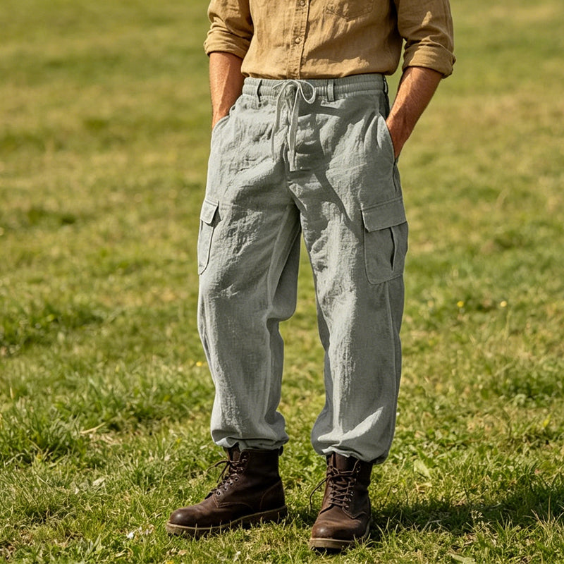 📢📢Letzter Tag – 50 % Rabatt!! ⏰Herren Cargo-Hose aus Baumwolle & Leinen 🌿 Locker, Atmungsaktiv & Alltagstauglich
